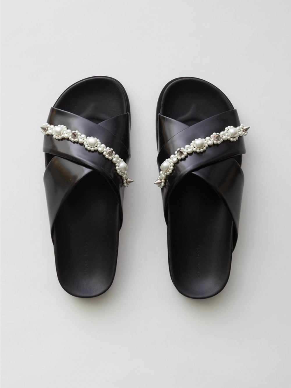 Simone Rocha Pearl-Embellished Leather Slide Sandals